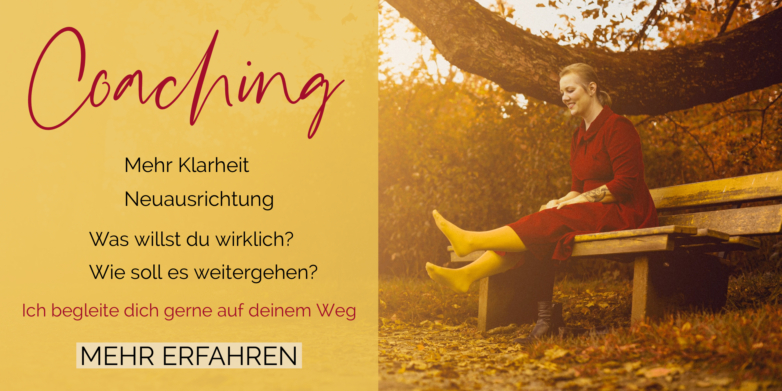 Coaching mit Christine Raab - man sieht wie Christine auf der Bank sitzt